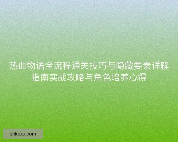 热血物语全流程通关技巧与隐藏要素详解指南实战攻略与角色培养心得